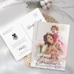 Romantische Kalligrafie Frohe Weihnachten Foto Postkarte