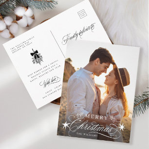 Romantische Kalligrafie Frohe Weihnachten Foto Postkarte