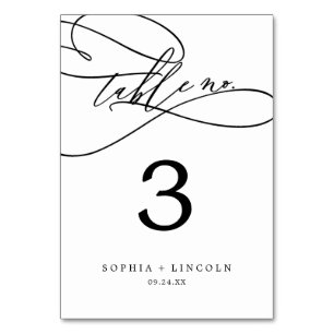 Romantische Kalligrafie GEBLÜHT TISCHNUMMER