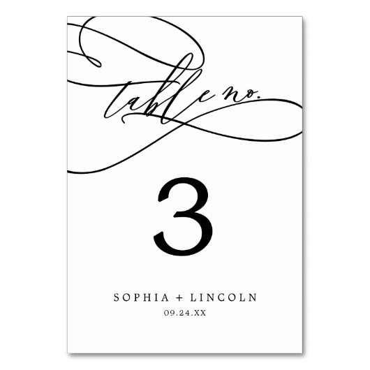 Romantische Kalligrafie | GEBLÜHT TISCHNUMMER (Rückseite)