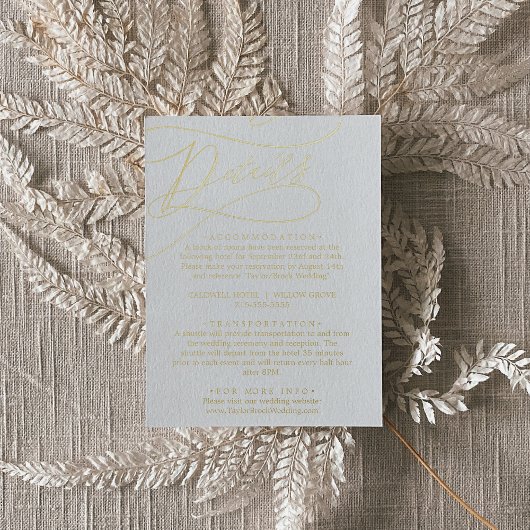 Romantische Kalligrafie Gold Foil Details Karte