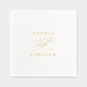 Romantische Kalligrafie-Goldfolie Blüht Hochzeit Servietten Mit Folie (Vorderseite)