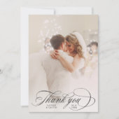 Romantische Kalligrafie Hochzeit 2 Foto Dankeskarte (Vorderseite)