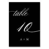 Romantische Kalligrafie Hochzeit Nummer 10, schwar Tischnummer (Vorderseite)