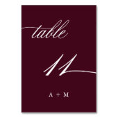 Romantische Kalligrafie Hochzeit Nummer 11, Burgun Tischnummer (Rückseite)