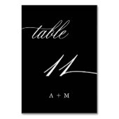 Romantische Kalligrafie Hochzeit Nummer 11, schwar Tischnummer (Vorderseite)