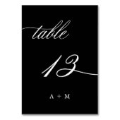Romantische Kalligrafie Hochzeit Nummer 13, Schwar Tischnummer (Rückseite)