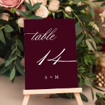 Romantische Kalligrafie Hochzeit Nummer 14, Burgun Tischnummer<br><div class="desc">Tabelle 14. Bitte Karo alle verfügbaren Nummern. | Romantische und elegante Wirble Kalligraphie Hochzeitskalibrierung Tischnummer mit Monogrammen. Für eine weiter gehende Anpassung dieses Designs klicken Sie bitte auf den BUTTON BLAU DESIGN TOOL oben!</div>