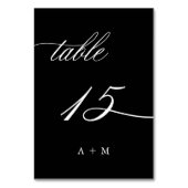 Romantische Kalligrafie Hochzeit Nummer 15, schwar Tischnummer (Vorderseite)