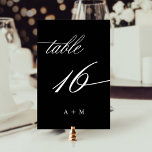 Romantische Kalligrafie Hochzeit Nummer 16, schwar Tischnummer<br><div class="desc">Tabelle 16. Bitte Karo alle verfügbaren Nummern. | Romantische und elegante Wirble Kalligraphie Hochzeitskalibrierung Tischnummer mit Monogrammen. Für eine weiter gehende Anpassung dieses Designs klicken Sie bitte auf den BUTTON BLAU DESIGN TOOL oben!</div>