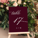 Romantische Kalligrafie Hochzeit Nummer 17, Burgun Tischnummer<br><div class="desc">Tabelle 17. Bitte Karo alle verfügbaren Nummern. | Romantische und elegante Wirble Kalligraphie Hochzeitskalibrierung Tischnummer mit Monogrammen. Für eine weiter gehende Anpassung dieses Designs klicken Sie bitte auf den BUTTON BLAU DESIGN TOOL oben!</div>