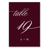 Romantische Kalligrafie Hochzeit Nummer 19, Burgun Tischnummer (Rückseite)