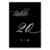 Romantische Kalligrafie Hochzeit Nummer 20, schwar Tischnummer (Rückseite)