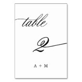 Romantische Kalligrafie-Hochzeit Nummer 2, Tischnummer (Vorderseite)