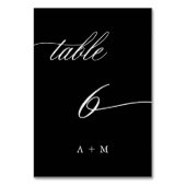 Romantische Kalligrafie Hochzeit Nummer 6, schwarz Tischnummer (Rückseite)