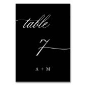 Romantische Kalligrafie Hochzeit Nummer 7, schwarz Tischnummer (Vorderseite)