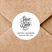 Romantische Kalligrafie Hochzeit Save the Date maß Runder Aufkleber