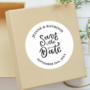 Romantische Kalligrafie Hochzeit Save the Date Runder Aufkleber