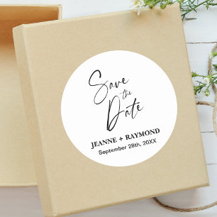 Romantische Kalligrafie-Hochzeiten speichern das D Runder Aufkleber