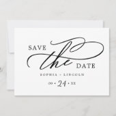 Romantische Kalligrafie | Horizontaler QR-Code Save The Date (Vorderseite)