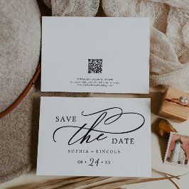 Romantische Kalligrafie | Horizontaler QR-Code Save The Date