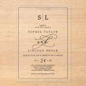 Romantische Kalligrafie Minimalistische Monogramm Acryleinladungen (Vorderseite)