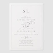 Romantische Kalligrafie Minimalistische Monogramm Pergament Einladungen (Vorderseite)