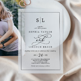 Romantische Kalligrafie Minimalistische Monogramm  Pergament Einladungen