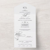 Romantische Kalligrafie-Monogramm-Hochzeit All In One Einladung (Innen Boden)