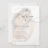 Romantische Kalligrafie-Overlay-Foto Hochzeit Einladung (Vorderseite)