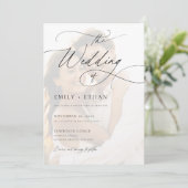 Romantische Kalligrafie-Overlay-Foto Hochzeit Einladung (Stehend Vorderseite)