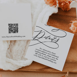 Romantische Kalligrafie QR Code Hochzeitdetails Begleitkarte