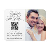 Romantische Kalligrafie - QR-Code Save the Date Fo Magnet (Horizontal)