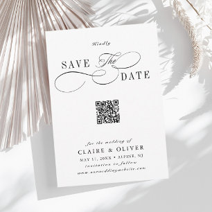 Romantische Kalligrafie QR Code Vertikal Save The Date