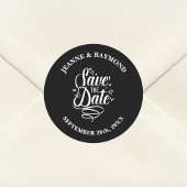 Romantische Kalligrafie Save the Date Hochzeit Runder Aufkleber
