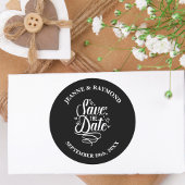 Romantische Kalligrafie Save the Date Hochzeit Runder Aufkleber