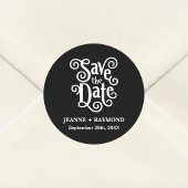 Romantische Kalligrafie Save the Date Hochzeit Runder Aufkleber