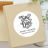Romantische Kalligrafie Save the Date Hochzeit Runder Aufkleber