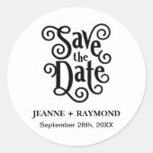 Romantische Kalligrafie Save the Date Hochzeit Runder Aufkleber (Vorderseite)