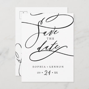 Romantische Kalligrafie Save the Date Postkarte