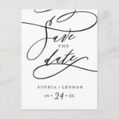 Romantische Kalligrafie Save the Date Postkarte (Vorderseite)