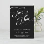 Romantische Kalligrafie Schwarz Save The Date (Stehend Vorderseite)