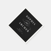 Romantische Kalligrafie Schwarz-Weiß-Hochzeit Serviette (Ecke)