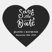 Romantische Kalligrafie Schwarze Hochzeit retten D Herz-Aufkleber (Vorderseite)