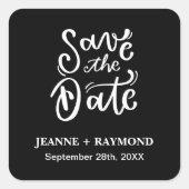 Romantische Kalligrafie Schwarze Hochzeit retten D Quadratischer Aufkleber (Vorderseite)