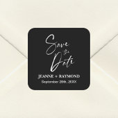 Romantische Kalligrafie Schwarze Hochzeit retten D Quadratischer Aufkleber