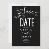 Romantische Kalligrafie Script Black Foto QR Code Save The Date (Vorderseite)
