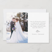 Romantische Kalligrafie-Script-Foto Hochzeit Dankeskarte (Rückseite)