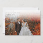 Romantische Kalligrafie-Script-Foto Hochzeit Dankeskarte (Vorderseite)