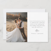 Romantische Kalligrafie-Script-Foto Hochzeit Dankeskarte (Rückseite)